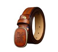 Vintage Western Floral Engraved Embossed Leather Belt Strap with Carved Butterfly Buckle 1 3/8" for Women and Men(Brown,120cm/47)