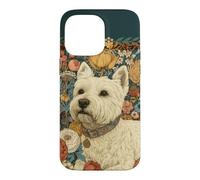 Vintage Westie Dog Morris Style Botanical Coque pour iPhone 14 Pro Max