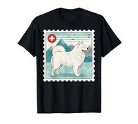 Vintage White Swiss Shepherd Retro Dog Art Samoyed Pet Lover T-Shirt