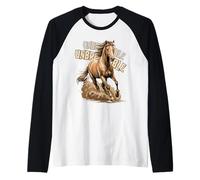 Vintage Wild Mustang Cheval Terre Ton Nature Art Extérieur Manche Raglan