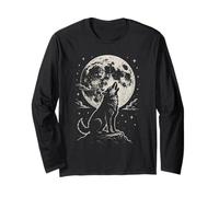 Vintage Wolf Howling at The Moon Wildlife Wolf Manche Longue