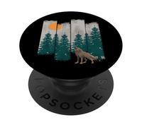 Vintage Wolf Howling Outdoor Wilderness Forest Moon Retro PopSockets PopGrip Adhésif