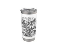 Vintage Wolf Moon Howling Wolf Amoureux Gobelet isotherme en acier inoxydable double paroi