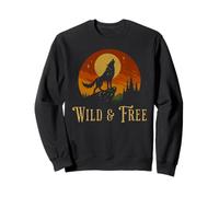 Vintage Wolf Wild et Free Retro Sunset Nature Amoureux Sweatshirt