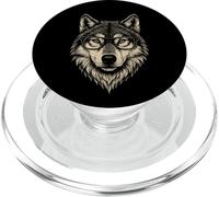 Vintage Wolf with Glasses Wildlife Wolf PopSockets PopGrip pour MagSafe