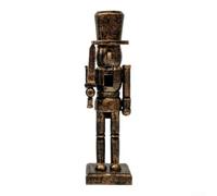Vintage Wooden Nutcracker pour figurine 10 Inch Christmas Decoration | Solid Schima Wood, Antique Bronze Finish, King Drummer Swordsman Designs, 25.5cm Tall, Shelf Mantel Tabletop Decor