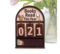 Vintage Wooden Reading Log, Decorative Book Count, 8x5 Inch Shelf Sign for Reading Motivation, Engraved Letter Detail, Rustic Home Office Decor, Living Room Bookshelf