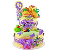 Vintage & # x2665 ; gâteau de couches/Pampers gâteau > bébé cadeau pour fille et garçon dans un beau jaune ton//Cadeau de naissance, baptême, baby party//Cadeau Original et Pratique Pour Bébé