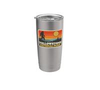 Vintage Yellowstone National Park Bigfoot Sunset Hiking Gobelet isotherme en acier inoxydable double paroi