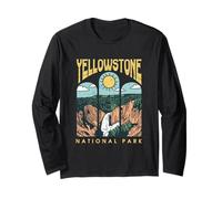 Vintage Yellowstone National Park Randonnée Camping Voyage Manche Longue