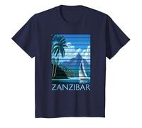 Vintage Zanzibar Tanzanie Afrique Sunset Sailing T-Shirt, Enfant, Bleu Marine, 10 Ans
