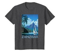 Vintage Zanzibar Tanzanie Afrique Sunset Sailing T-Shirt, Enfant, Chiné Foncé, 10 Ans