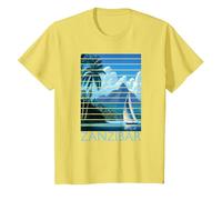 Vintage Zanzibar Tanzanie Afrique Sunset Sailing T-Shirt, Enfant, Citron, 3 Ans