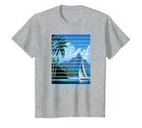 Vintage Zanzibar Tanzanie Afrique Sunset Sailing T-Shirt, Enfant, Gris Chiné, 8 Ans