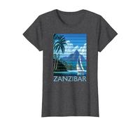 Vintage Zanzibar Tanzanie Afrique Sunset Sailing T-Shirt, Femme, Chiné Foncé, L