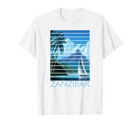 Vintage Zanzibar Tanzanie Afrique Sunset Sailing T-Shirt, Homme, Blanc, M