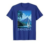 Vintage Zanzibar Tanzanie Afrique Sunset Sailing T-Shirt, Homme, Bleu Royal, 3XL