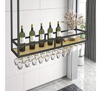 VintageCeilingWineGlassHolderMetalFrameHangingRackforDecorativeStorageSolidWoodWine GlassDisplayStand Perfect for HomeBarandDiningRoom