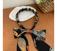 Vintagemagic Hair Clip, Satin Fabric Hair Bands for Women, Retro Cross Knotted Headband Non-slip Adjustable, Boho Head Wrap for Daily Wear, Outdoor Sports and Makeup Accessories(Noir,Big teeth)