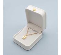 Vintageparts Boîte à bijoux en cuir synthétique blanc, 8 x 7 x 4 cm, avec couronne dorée, élégante boîte à bijoux, avec incrustation en velours, pour colliers et pendentifs, boîte cadeau, design royal