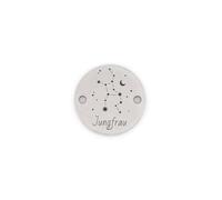 Vintageparts Connecteur signe du zodiaque vierge 15 mm platine | Plaquette en acier inoxydable avec 2 trous de filetage de 1,7 mm pour bracelets et colliers