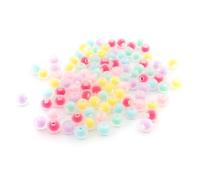Vintageparts Lot de 100 perles en acrylique givré en forme de perle dans un mélange de couleurs pastel 8 mm pour colliers et bracelets, accessoires de bijoux