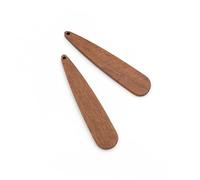 Vintageparts Lot de 2 pendentifs en forme de larme en bois de noyer 52 x 11 mm pour fabriquer soi-même des bijoux, bijoux pour homme et femme, unisexe, bricolage