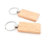 Vintageparts Lot de 2 porte-clés avec plaquettes en bois 55 x 31 mm Platine - Porte-clés DIY en bois et métal pour bricolage et décoration