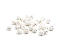 Vintageparts Lot de 30 perles de pierre de lave Blanc 6 mm