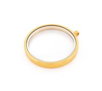 Vintageparts - Médaillon en verre - En acier inoxydable - 45 mm - Doré - Avec bouchon à vis - Remplissable - Pour bijoux et pendentifs souvenirs DIY