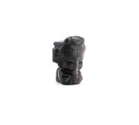 Vintageparts - Perle d'obsidienne argentée - Tête sculptée - Garçon chinois - 18 mm - Figurine porte-bonheur pour bricolage de bijoux - Noir argenté scintillant - Grand trou 1,8 mm