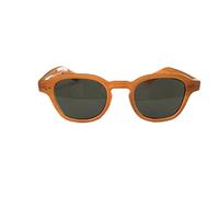 Vintange Sunglasses LUNETTES DE SOLEIL TYPE MOSCOT JHONNY DEPP OVALE BOMBÉES POV UV 400, Honey Lentille verte, Medium