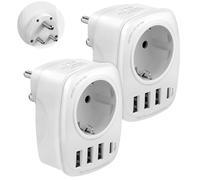 VINTAR 2 PCS Adaptateur de Voyage Inde, Adaptateur de Voyage Type D avec 3 USB et 15W 1USBC, Inde Adaptateur Prise de Courant pour l'Inde Sri Lanka, Népal