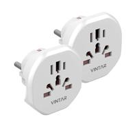 VINTAR 2PC Adaptateur Prise Anglaise vers France,Adaptateur Prise USA vers France,Adaptateur de Voyage pour UK, USA, Canada, Chine, Australie, Italie, Suisse, Prise Monde, Blanc