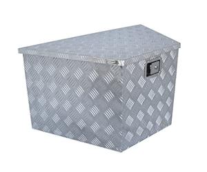 Vintec 73514 VT 120 Boîte de timon en aluminium (utilisation universelle, soudée à la main, ouverture et maintien indépendants du couvercle, en métal massif (aluminium 1,7 mm), argent