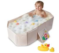 Vinteky Baignoire pour bébé grande taille, adaptée aux enfants de 0-5 ans - Baquet pliable pour enfant, bébé peut s'asseoir ou se coucher - Baignoire intégrée pour nouveau - nés (Blanc)