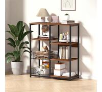 Vinteky Étagère de Cuisine avec 2 Paniers Métalliques en Maille, Étagère de Micro-Ondes en métal et Bois, Meuble de Rangement, Meuble Cuisine, pour Salon, Salle à Manger, Cuisine, 80 x 30 x 100cm