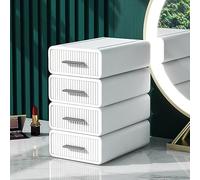 Vinteky Lot de 4 Boîtes de Rangement Empilables Visible pour le Bureau Systèmes de rangement et les Cosmétiques, Boîte de rangement avec tiroirs visible Caisson individuel(blanc)
