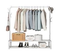 Vinteky Portant à vêtements Porte-vêtement sur Pied Penderie Tringle Meuble Métal Porte-Manteau étagère pour Chaussures Rangement Cintre Dressing Chambre (une tige, blanc)