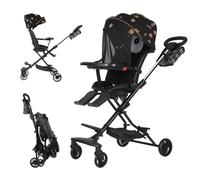 Vinteky Poussette Canne Multipositions, Réversible 360°, Pliage rapide, légère et compacte pour Voyage, Siège Rotatif, Ceinture de Sécurité, Auvent et Moustiquaire - Jusqu'à 30kg