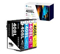 Vintella Compatible pour 408L Cartouche Compatible pour Epson 408 L 408XL Multipack pour Workforce Pro WF-C4810DTWF WF-C4310DW WF-C4810 WF-C4310 Imprimantes (Paquet de 4)