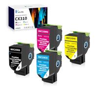 Vintella CX310 Toner Compatible avec Lexmark CX310n CX310dn CX410 CX410e CX410de CX410dte CX510 CX510de CX510dhe CX510dthe Imprimante 80C2SK0 80C2SC0 80C2SM0 80C2SY0 (2500 Pages BK, 2000 Pages CMY)
