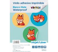 Vintex - Vinyle Adhésif Imprimable Blanc Mat 20 Feuilles - Vinyle Adhésif Imperméable - Convient Pour Traceur De Découpe - Imprimante À Jet D'Encre Ou Laser - Format A4 - 21 X 29,7 Cm