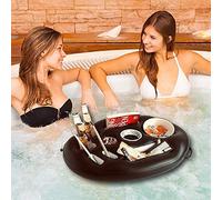 Vintix Barre de glace flottante en PVC avec 9 compartiments, 300 g, pour fêtes à la piscine et vacances à la plage, noir, 75 x 50 x 12 cm