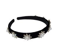 VINTORKY 1 Bandeau Pour Femme Accessoire De Coiffure En Flanelle Noire Motif Flocon De Neige Idéal Pour Les Fêtes De Noël