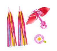 VINTORKY 1 Ensemble Accessoires de Vélo pour Garçon Fille avec Cloche Rubans Décoratifs et Moulin à Vent Rubans Jaune Rose Moulin à Vent Licorne Cloche Fleur Rose