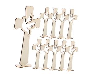 VINTORKY 10pièces Croix Bois Non Pour Bricolage Décorations Religieuses Avec Base Pour Baptême Et Communion