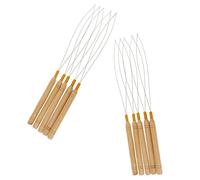 VINTORKY 10pièces Extension De Cheveux Aiguille à Boucle Avec Manche Bois Pour Enfile-extension De Cheveux Outil De Crochet