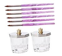 VINTORKY 10pièces Set De Outils De Nail Art Gobelets Octogonaux Avec Couvercle Pinceaux Poils De Martre Outils De Manucure Pour Salon Et Utilisation Domestique