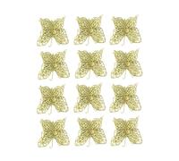 VINTORKY 12 Pièces Décorations de Sapin de Noël en PVC Or Effet Pailleté, Facile à Accrocher pour Créer Une Ambiance Festive Lors des Fêtes de Fin D'année